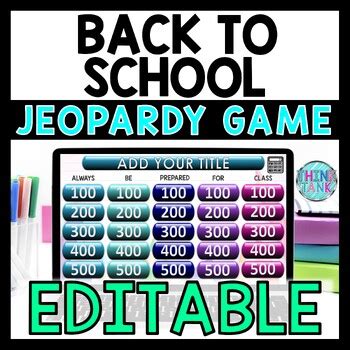 Back to School Editable Jeopardy Game - Classroom Rules and Procedures ...