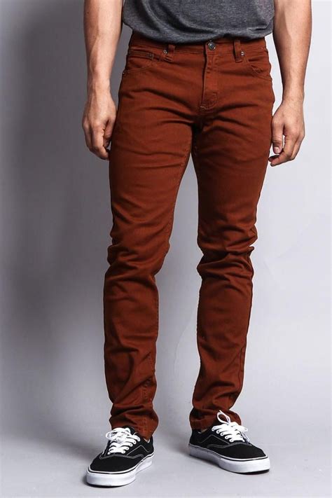 Men's Essential Skinny Fit Colored Jeans (Mocha) | Skinny fit, Colored ...