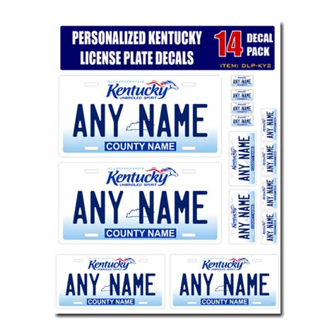 Personalized Kentucky License Plate Decals - Stickers Version 2 ...