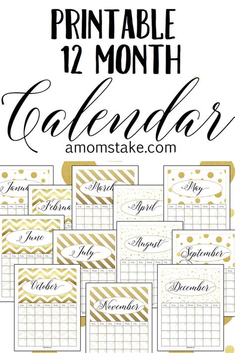 Free Printable 12 Month Calendar - A Mom's Take