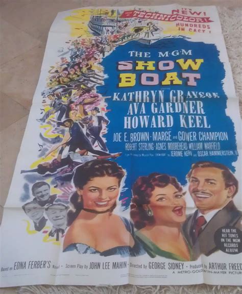 SHOW BOAT MOVIE POSTER 3 SHEET 1951 ORIGINAL FOLDED 41x81 AVA GARDNER | eBay