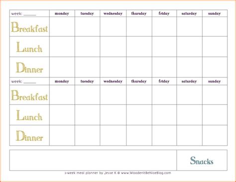 2 Week Meal Planner Template Best Of 10 Week Planner Template | Meal ...