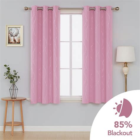 Deconovo Printed Pink Blackout Curtains Wave Line with Dots Printed ...