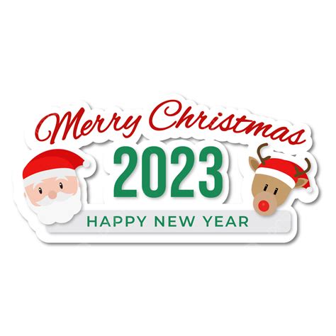 Sticker Merry Christmas 2023 New Year Santa And Deer, Christmas 2023 Stickers, Santa And Deer ...