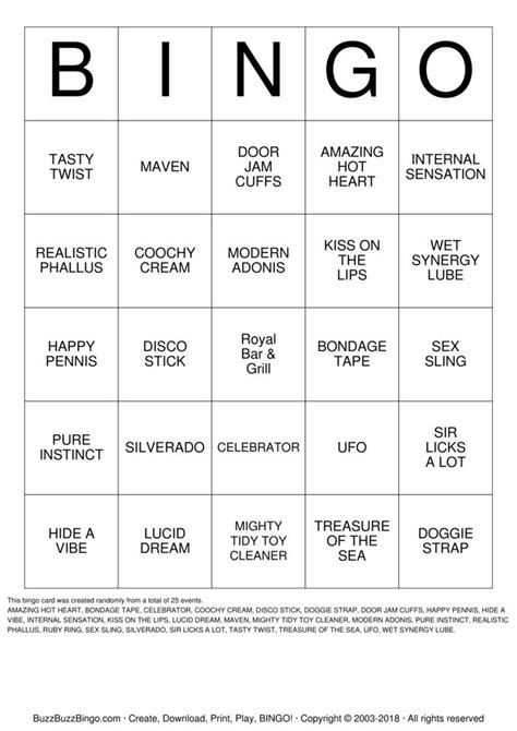 Adult Bingo Cards to Download, Print and Customize!