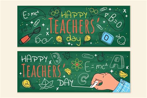 Free Vector | Hand drawn flat teachers' day banners set