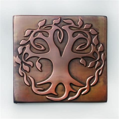 Celtic Wall Art Tree of Life and Happiness - MyMetalCraft – Copper tiles backsplash metal wall art