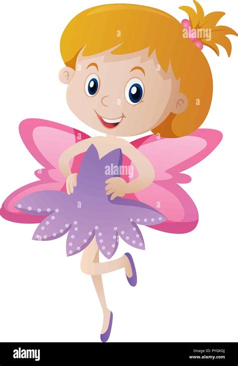 Cute girl in purple fairy costume illustration Stock Vector Image & Art ...