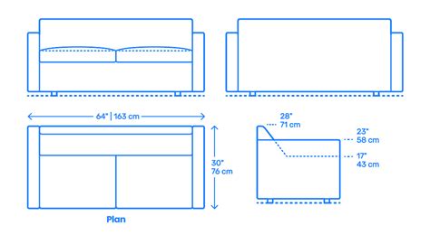 Bevel Two-Seater Sofa Dimensions & Drawings | Dimensions.com