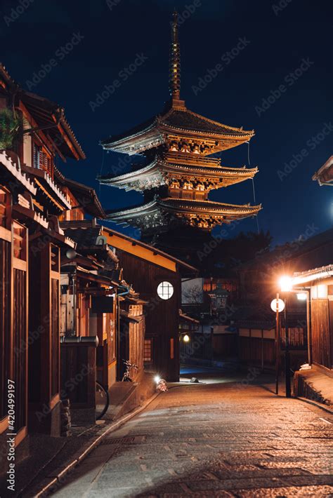 Streets of Kyoto at Night Stock Photo | Adobe Stock