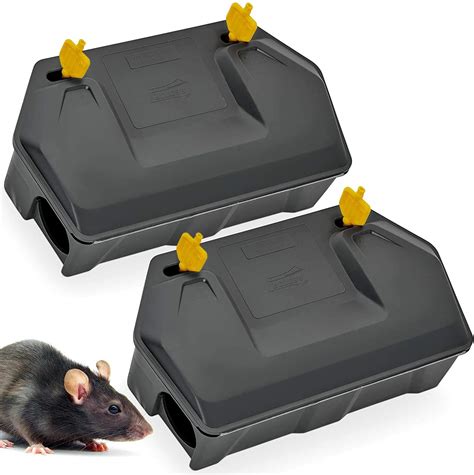 Rat Bait Station 2 Pack - Rodent Bait Station with Key Eliminates Rats Fast. Keeps Children and ...