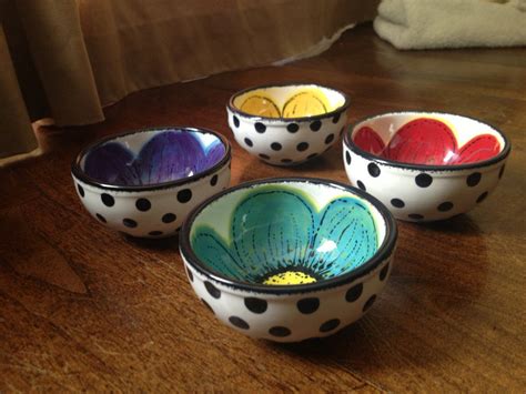 Hand painted flower and polka dot mini bowl prep bowl sauce | Etsy ...