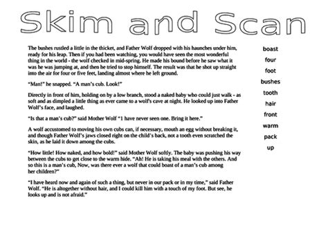 Skim and scan sheets | Teaching Resources