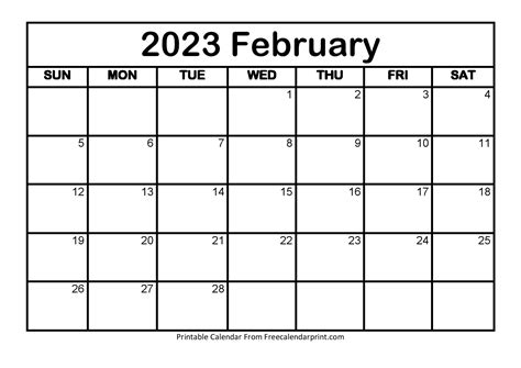 February 2023 Calendar Printable PDF Blank Templates