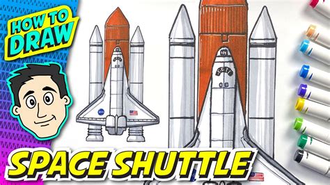 How to Draw SPACE SHUTTLE 🚀 Simple Easy Steps Learn - YouTube