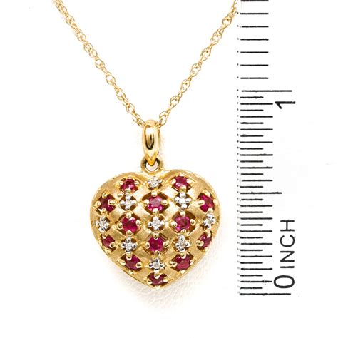 14K Yellow Gold Ruby and Diamond Pendant Necklace | EBTH