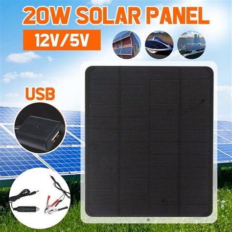 Buy 20W Solar Panel 12V / 5V Battery Charger For RV Boat Car Home ...