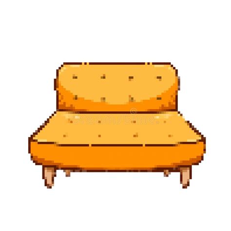 Pixel Retro Game Art Styled Yellow Couch Drawing Stock Vector ...