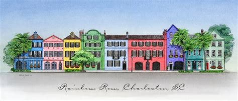 Charleston Art Rainbow Row Charleston Print Rainbow Row | Etsy