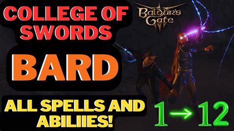 College Of Swords Bard - All Spells And Abilities - Baldur's Gate 3 Subclass Guide - YouTube