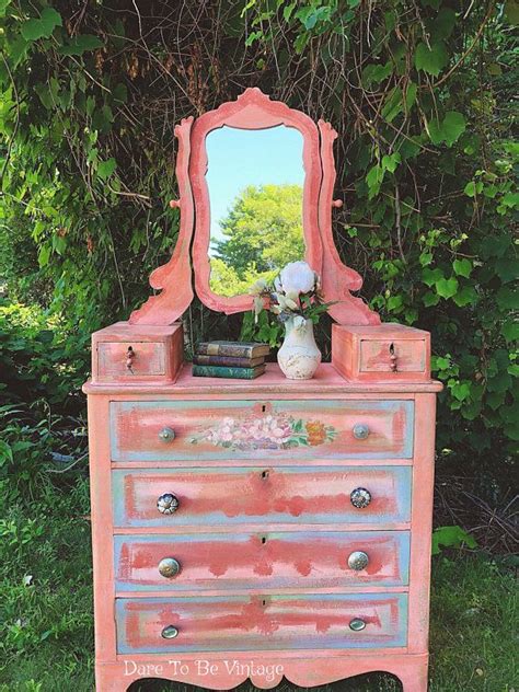 unique pink Painted Bohemian Dresser Vintage Shabby Chic Dresser #paintedfurniture #aff ...
