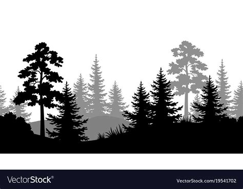 Seamless background summer forest silhouettes vector image on | Képek, Erdő, Rajzok