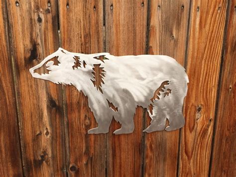 Bear Wildlife Forest Animal Metal Wall Art Handmade Aluminum Steel Unique Gift Item Home Decor ...