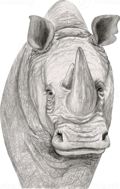 Black and white drawing of a rhinoceros head 22452663 PNG