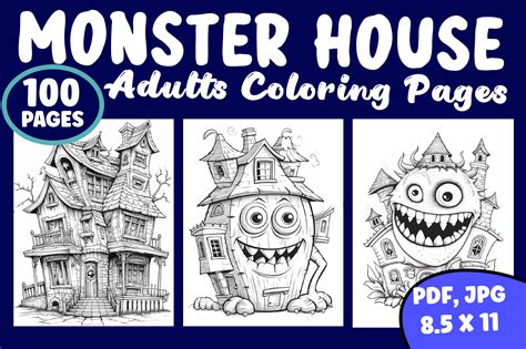 100 Monster House Adults Coloring Pages Graphic by WinSum Art ...