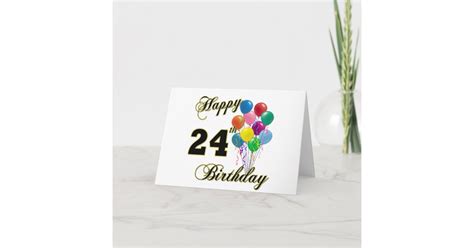 Happy 24th Birthday Gifts with Balloons Card | Zazzle.com