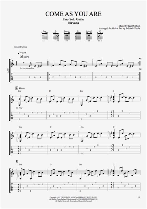 Come as You Are Tab by Nirvana (Guitar Pro) - Easy Solo Guitar | mySongBook