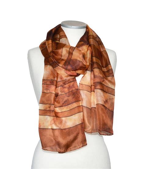 Silk Scarf Brown Hand Painted Silk Scarf Women Scarfs Brown - Etsy