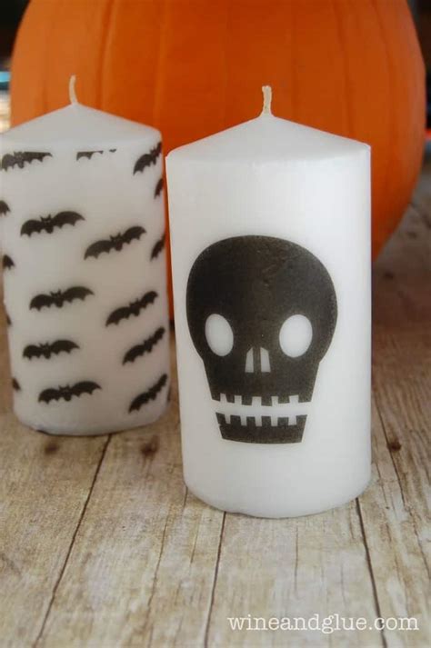 DIY Halloween Candles - Wine & Glue