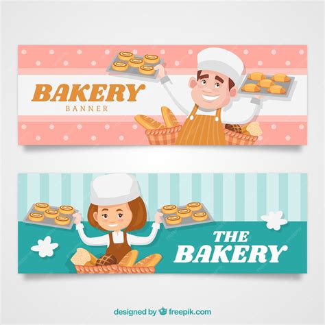 Free Vector | Set of bakery banners