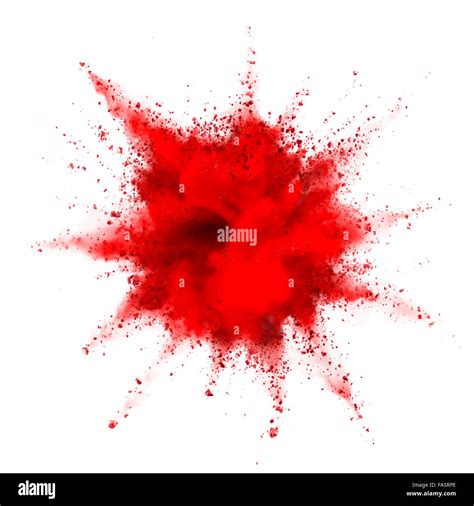 red powder explosion isolated on white background Stock Photo - Alamy