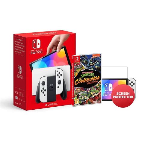 Shop Nintendo Switch (OLED Model) White + Screen Protector + Game