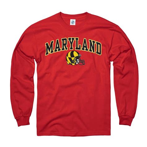 Maryland Terrapins Youth Football Helmet Long Sleeve T-shirt – Red – Tekjam