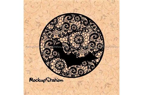 Bat Moon Halloween Lace Mandala svg Zentangle Boho Fall Decor By ...