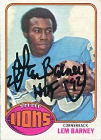 Lem Barney Autographed/Signed 1976 Topps Card