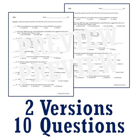Structure of Atoms Quiz - Flying Colors Science