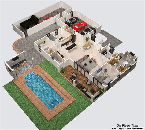 Residence 3d Floor Plan :: Behance