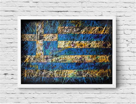 Flag of Greece. Hand painted wall art – ArtForLoft