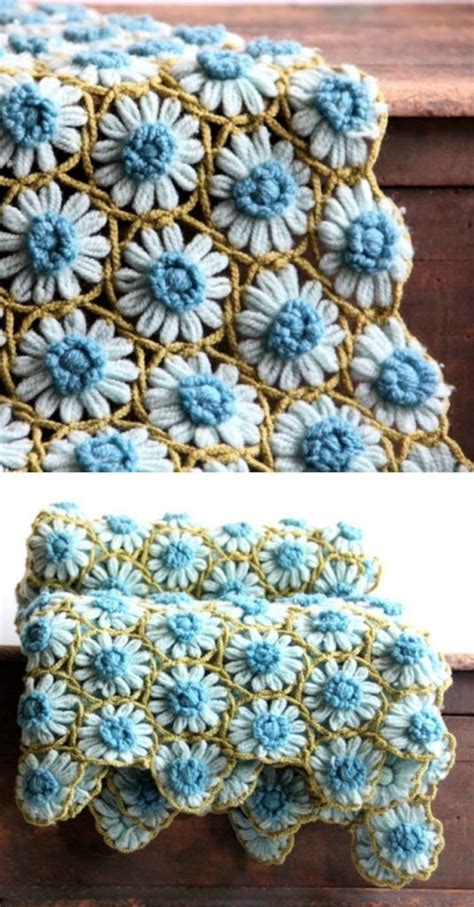 Crochet Daisy Flower Blanket