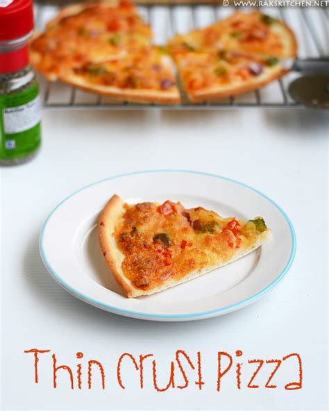 Veggie thin crust pizza recipe - Raks Kitchen