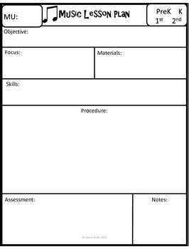 FREE Music Lesson Plans Template by Music With Ms Jamie | TpT