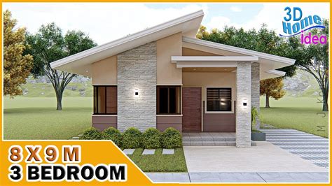 Simple 3 Bedroom House | 8x9 meters | Pinoy House Design - YouTube