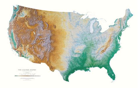 United States Topographic Wall Map by Raven Maps, 37" x 58"