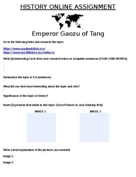 Emperor Gaozu of Tang "Mini Research" Online Assignment by Northeast Education