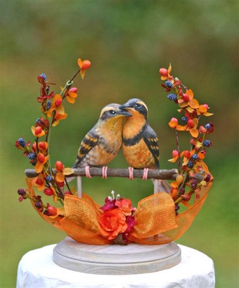 Varied Thrush Love Birds handmade wedding cake topper | Etsy | Handmade ...