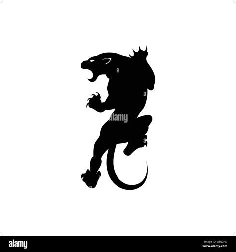 Roaring panther predator silhouette tattoo vector illustration isolated on white background ...